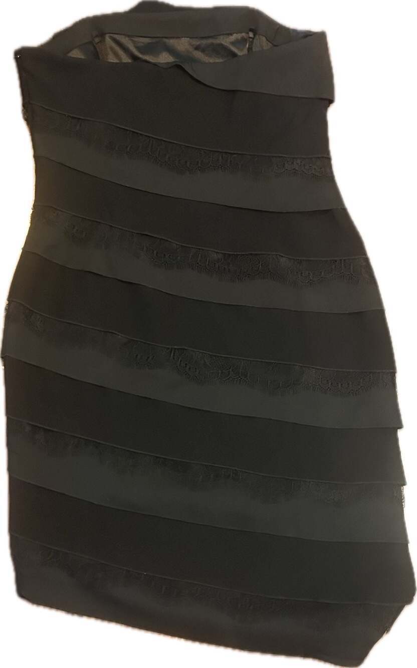 White House Black Market Strapless Tiered Lace Asymmetrical Dress NWT Witch - Picture 6 of 11